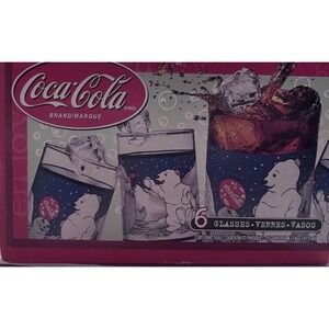 Coca Cola New 6 Glasses Set 16oz Polar Bears Cubs & Seals part of‎ a collection